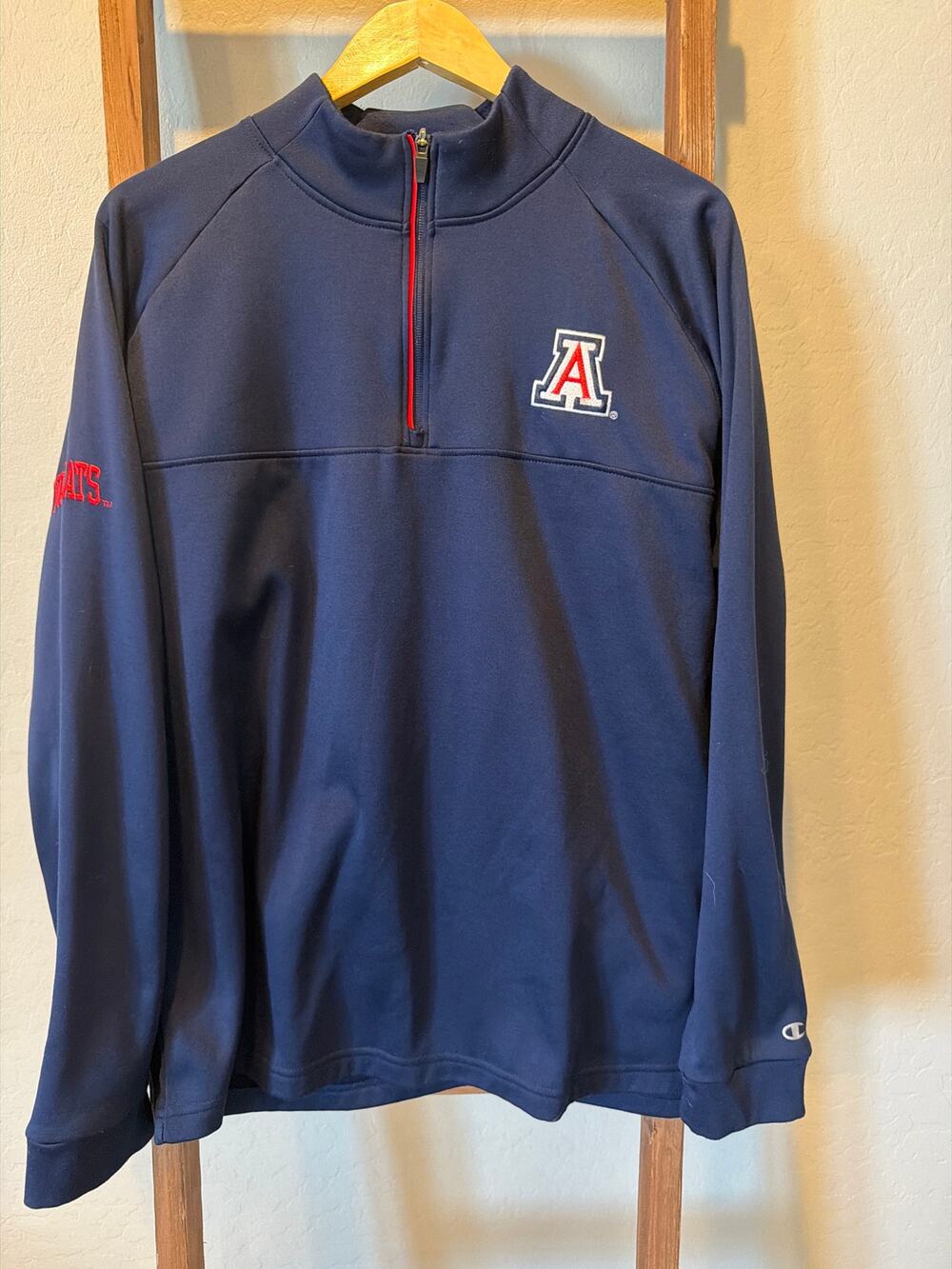 Champion Arizona Wildcats Quarter Zip Pullover Navy Blue Men’s Large NCAA